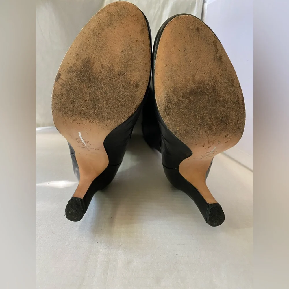 Dolce Vita black calfskin leather platform boots with back zip size 8 1/2 - Picture 4 of 16